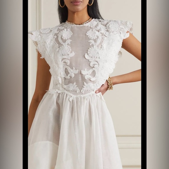 NWOT Zimmermann Tama Asymmetric Cut Out Silk And Linen Max Dress White Sz 2/ Med - Picture 4 of 16